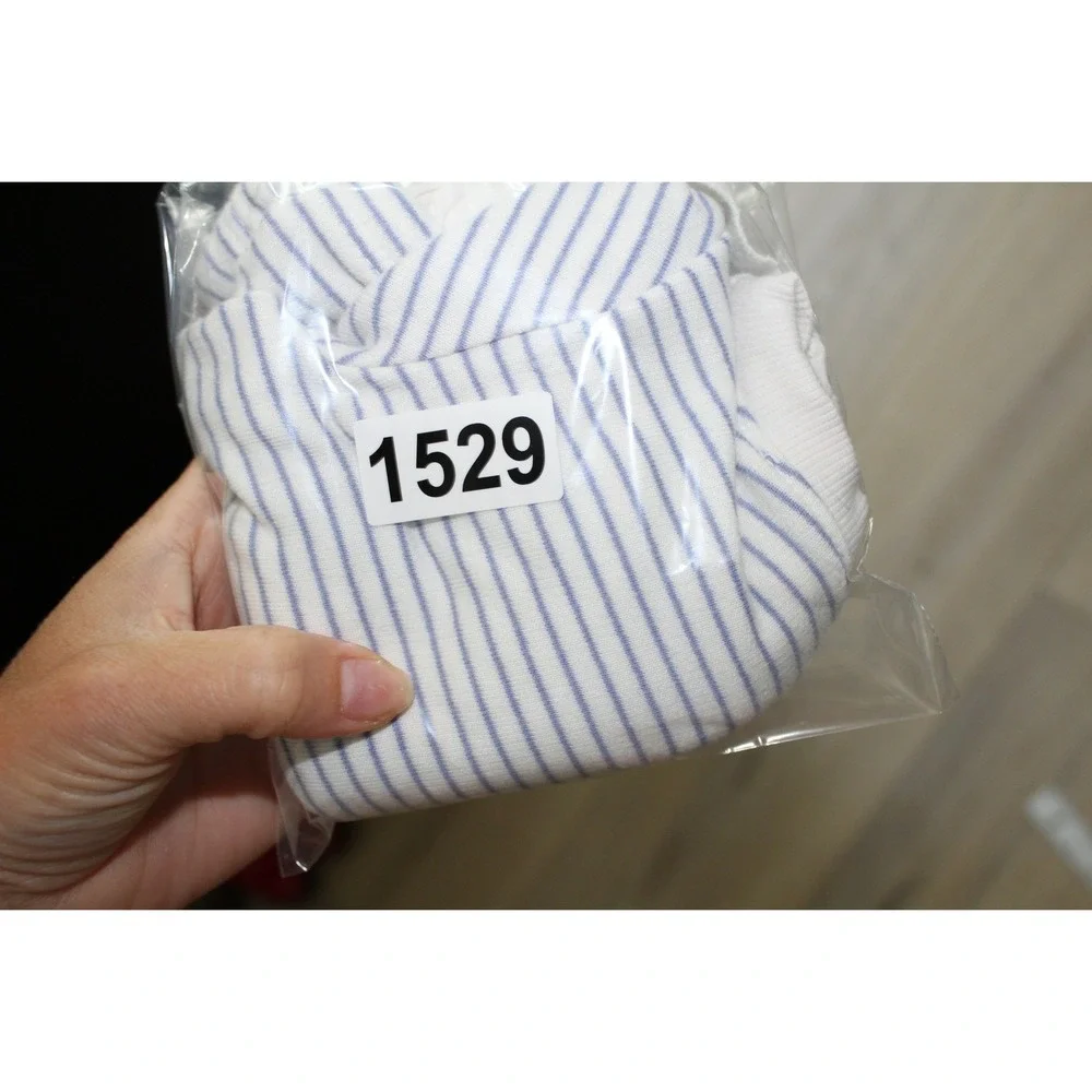 OshKosh‎ B'gosh Girls 18M Blue White Striped Long Sleeve Eyelet Lace Peplum Top